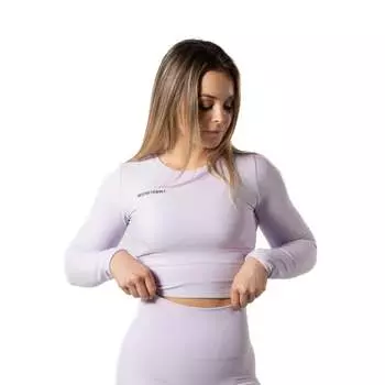 Укороченный топ v2 в рубчик с длинными рукавами для фитнеса лавандового цвета AESTHETIC WOLF, цвет blau