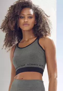 Укороченный топ Vivance active "-спортивный топ" со спинкой-борцовкой, серый