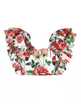 Укороченный топ Volant Love PHILIPP PLEIN, белый/мультиколор