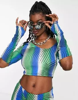 Укороченный топ в горошек с волнистым принтом Noisy May Revenge