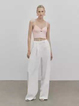 Укороченный топ в ребячку с вырезами -studio Massimo Dutti, розовый