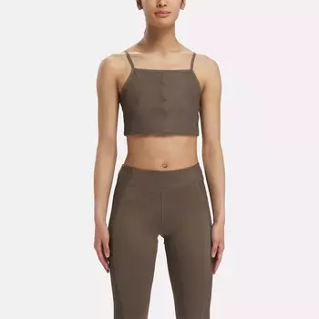 Укороченный топ в рубчик для йоги Performance Reebok, коричневый