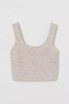 Укороченный топ в рубчик H&amp;M, светло-бежевый