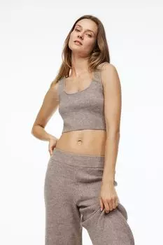 Укороченный топ в рубчик H&amp;M, темно-бежевый