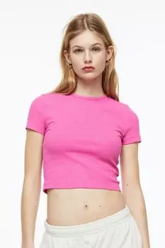 Укороченный топ в рубчик H&amp;M, вишня