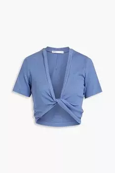 Укороченный топ в рубчик из эластичного хлопка Supima и смеси микромодала. Stateside, синий