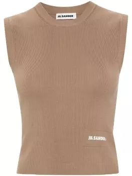 Укороченный топ в рубчик Jil Sander, коричневый