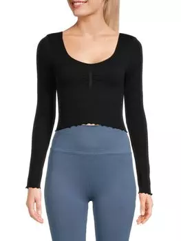 Укороченный топ в рубчик с глубоким вырезом Spiritual Gangster, черный