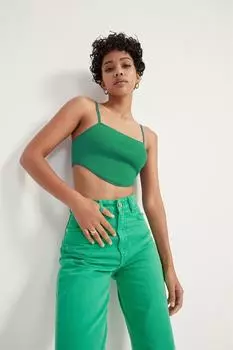 Укороченный топ в рубчик с ремешками, зеленый VATKALI