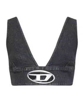 Укороченный топ в рубчик с вырезом Diesel, синий