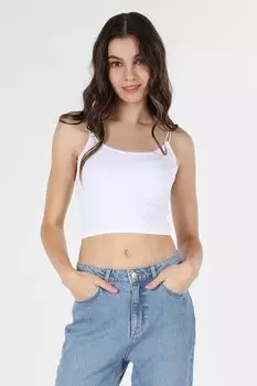 Укороченный топ в рубчик с вырезом на спине Colin'S, белый
