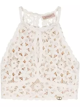 Укороченный топ в технике кроше TWINSET, нейтральный цвет