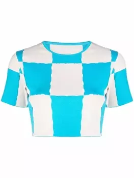 Укороченный топ в технике пэчворк Jacquemus, синий