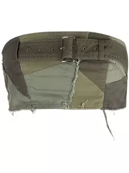 Укороченный топ в технике пэчворк с поясом John Elliott, зеленый