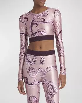 Укороченный топ Watercolor Couture Versace Jeans Couture, цвет 468 Rose 477 Raspb