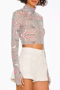 Укороченный топ-водолазка Micaela Power Mesh в пастельном геометрическом стиле AFRM, цвет pastel geo