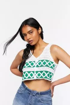 Укороченный топ вязки крючком-свитер Forever 21, слоновая кость