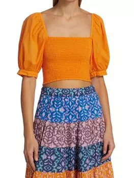 Укороченный топ Xirena со сборками Issa, оранжевый