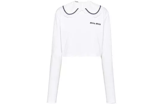 Укороченный топ женский белый Miu Miu