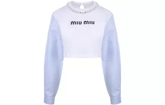 Укороченный топ женский белый Miu Miu