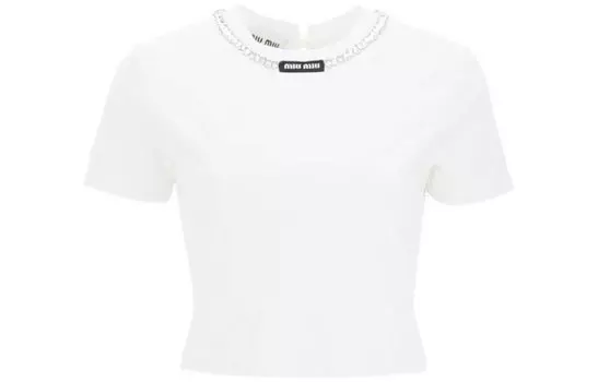 Укороченный топ женский белый Miu Miu