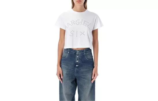 Укороченный топ женский белый Mm6 Maison Margiela