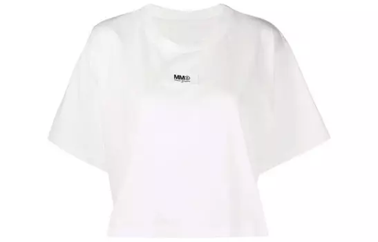 Укороченный топ женский белый Mm6 Maison Margiela