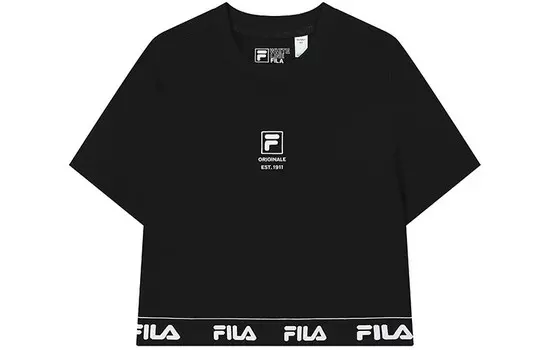 Укороченный топ женский, цвет черный как смоль Fila