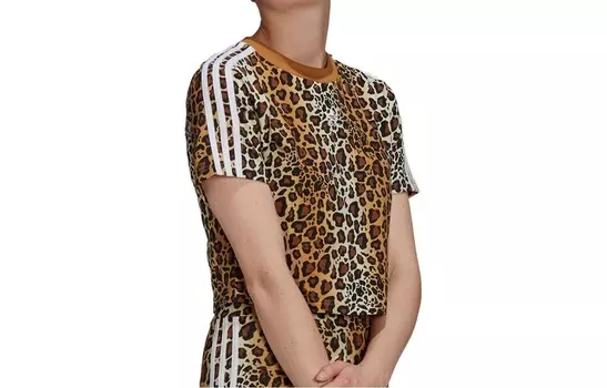 Укороченный топ женский леопардовый Adidas Originals