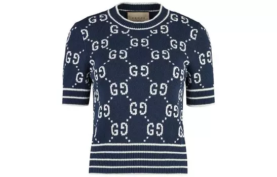 Укороченный топ женский синий Gucci