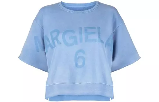 Укороченный топ женский синий Mm6 Maison Margiela