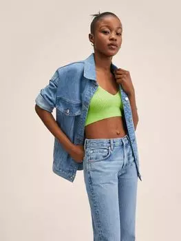 Укороченный топ-жилет тонкой вязки Mango Sol, зеленый