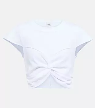 Укороченный топ Zineae из хлопкового джерси ISABEL MARANT, белый