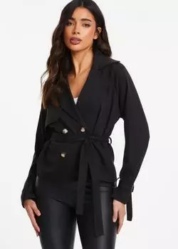 Укороченный тренч Quiz, черный