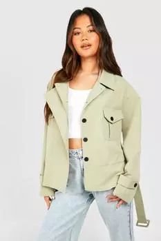 Укороченный тренч с карманами boohoo, зеленый