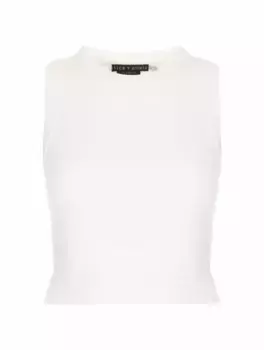 Укороченный трикотажный топ Alice+Olivia, белый