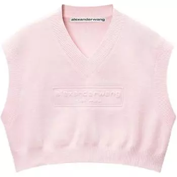 Укороченный трикотажный топ с тисненым логотипом Alexander Wang, Ballet Pink