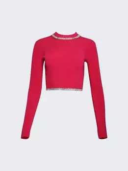 Укороченный трикотажный топ с украшениями Rabanne, розовый