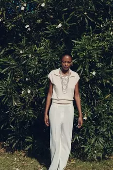 Укороченный трикотажный жилет ZARA, цвет light sand