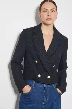 Укороченный твидовый блейзер Rubi Monsoon, черный
