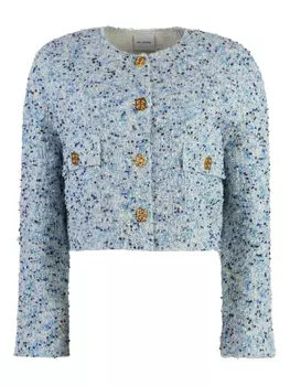 Укороченный твидовый пиджак St. John, синий