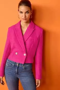 Укороченный твидовый жакет Next, розовый