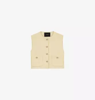 Укороченный твидовый жакет прямого кроя без рукавов Maje, мультиколор