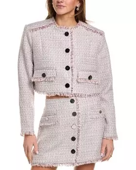 Укороченный твидовый жакет TOCCIN Lainey, розовый