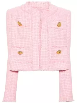 Укороченный твидовый жакет Vichy Balmain, розовый