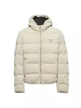 Укороченный вельветовый пуховик Prada, цвет beige khaki