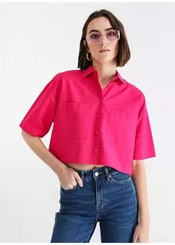 Укороченный воротник рубашки однотонная розовая женская рубашка ROBINSON-Y Aeropostale, розовый