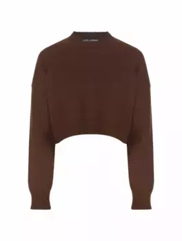 Укороченный вязаный джемпер Dolce&Gabbana, коричневый