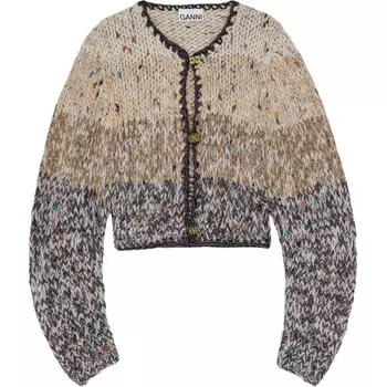 Укороченный вязаный кардиган GANNI, мультиколор