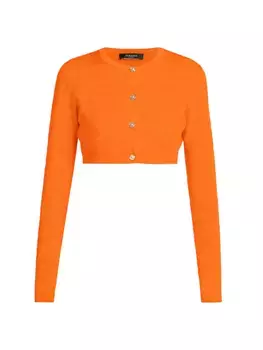 Укороченный вязаный кардиган Greca Signature Versace, цвет acid marigold